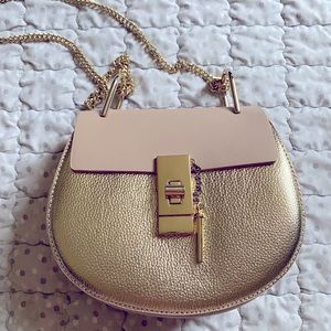Pink and gold crossbody bag